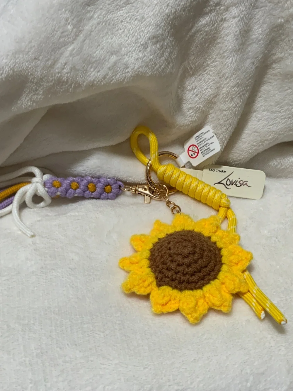 Yellow Crocheted Sunflower Bag Charm